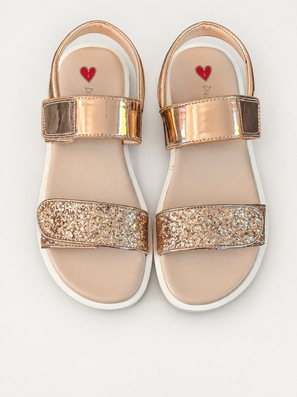 Glitter Strap Sandals in Rose Gold